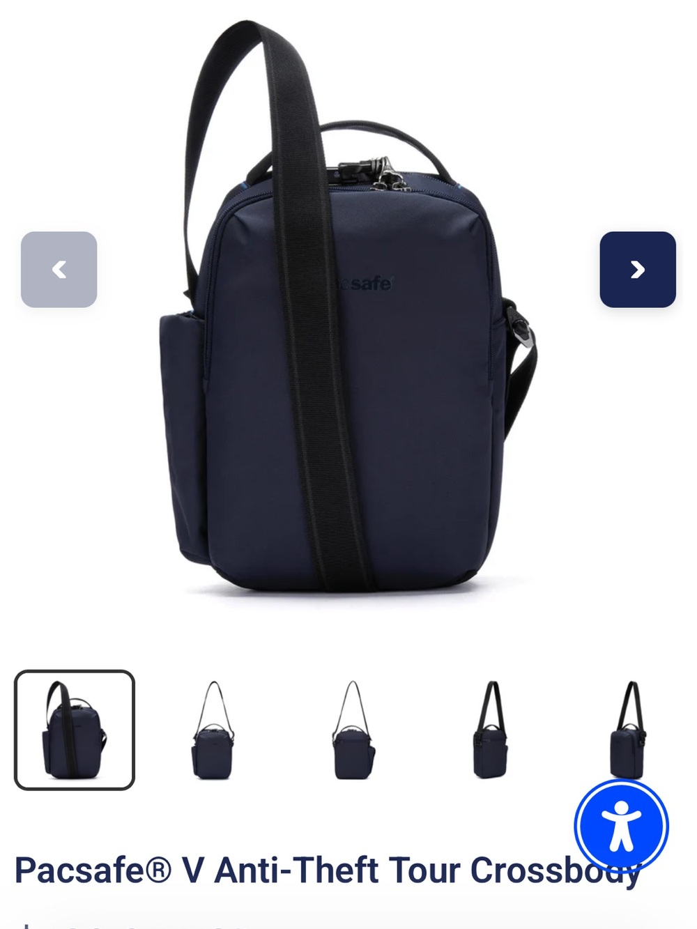 Pacsafe Navy Compact Anti-Theft Crossbody Bag
